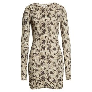 Rag & Bone Poppy Draped Mini Dress in Tan Snakeskin Size S NWT